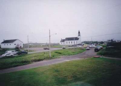Tor Bay Acadien Society - Getting ready for the Steeple to Steeple race in front of the church – August 2, 2004